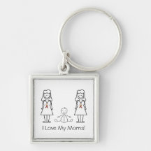 Customizable LGBT 2 Moms & Baby Keychains