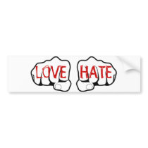 Customizable LOVE HATE Fists Bumper Sticker