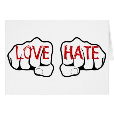 Customizable LOVE HATE Fists Cards by JuJuGarden