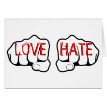 Customizable LOVE HATE Fists Cards