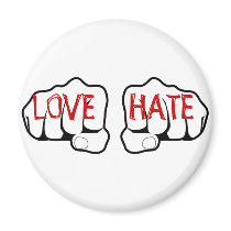 Customizable LOVE HATE Fists Refrigerator Magnets