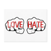 Customizable LOVE HATE Fists Postcards