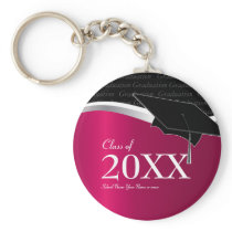 Customizable Maroon and Black Graduation Keychain