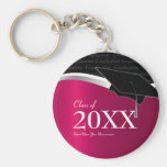 Customizable Maroon and Black Graduation Keychain