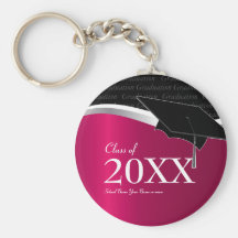 Customizable Maroon and Black Graduation Keychain