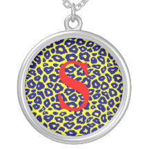 Customizable Monogrammed Blue Leopard Pendant