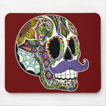 Customizable Moustache Sugar Skull Mousepad