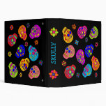 Customizable Multicolor Sugar Skulls 3 Ring Binder