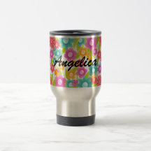 Customizable Name Butterfly and flowers Travel mug