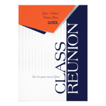 Customizable Orange and Blue Class Reunion Announcements