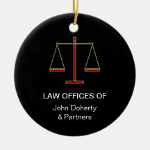 Customizable Ornament with Scales of Justice