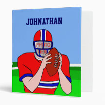 Customizable photo and name football grid iron vinyl binder
