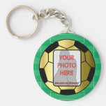 Customizable photo golden soccer ball Keychains
