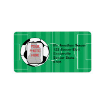 Customizable photo soccer ball Address labels