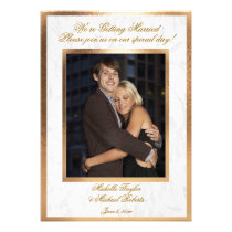 Customizable Photo Wedding Invitation Gold Trim invitations