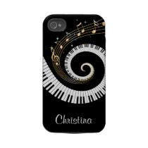 Customizable Piano Keys and Gold Music Notes iphon Tough Iphone 4 Case