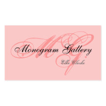 Customizable Pink Black Monogram Business Card