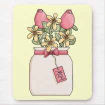 Customizable Pink Flower Vase for Mom Mouse Mats