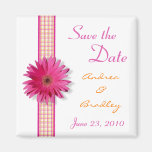 Customizable Pink Gerbera Daisy Monogram Magnet