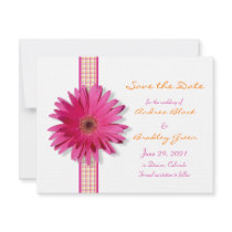 Customizable Pink Gerbera Daisy Save the Date Card