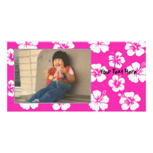 Customizable Pink Hibiscus Photocard Customized Photo Card