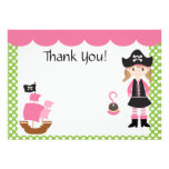 Customizable Pink Pirate Girl Thank You Announcements