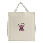 Customizable Pink Skull and Crossbones Tote embroidered bags