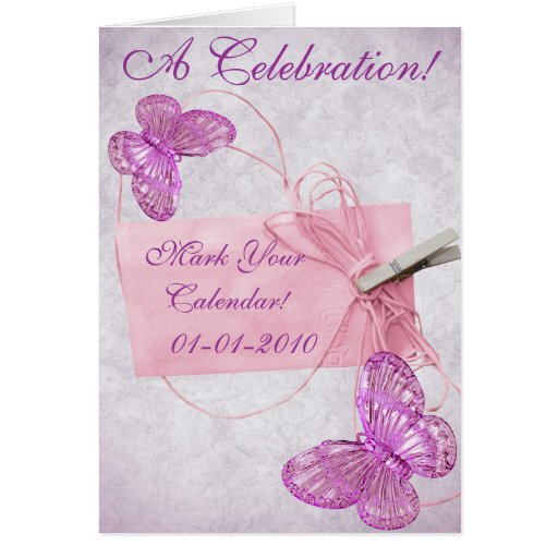 Customizable Pretty Pink Butterfly Design Greeting Card