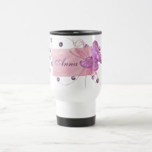 Customizable Pretty Pink Butterfly Design Mugs