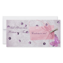 Customizable Pretty Pink Butterfly Design Picture Card
