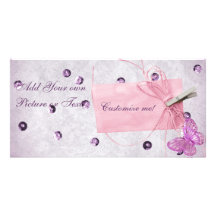 Customizable Pretty Pink Butterfly Design Picture Card