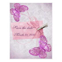 Customizable Pretty Pink Butterfly Design Post Cards