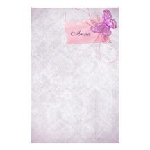 Customizable Pretty Pink Butterfly Design Custom Stationery