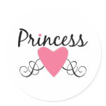 CUSTOMIZABLE Princess Heart Round Stickers