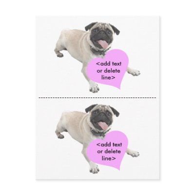 Customizable Pug Valentine Day Postcard by malibuitalian