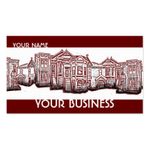 Customizable red victorian homes business cards
