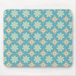 Customizable Retro Aqua Abstract Flowers Mousepads