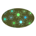 Customizable Retro Starburst Oval Sticker