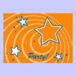 Customizable retro stars and circles party invitations