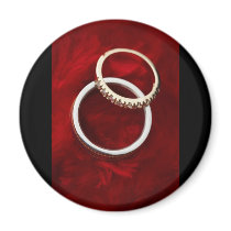 Customizable Romantic Wedding Rings on Red Magnets
