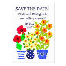 Customizable 'Save the Date' Card, Pots of Flowers Business Card