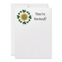 CUSTOMIZABLE!  Shamrocks - Gold Irish Celtic Custom Invitation