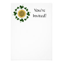 CUSTOMIZABLE!  Shamrocks - Gold Irish Celtic Custom Invitation