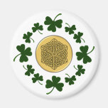 CUSTOMIZABLE!  Shamrocks - Gold Irish Celtic Fridge Magnet