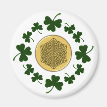 CUSTOMIZABLE!  Shamrocks - Gold Irish Celtic Fridge Magnet