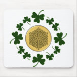 CUSTOMIZABLE!  Shamrocks - Gold Irish Celtic Mousepad
