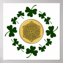CUSTOMIZABLE!  Shamrocks - Gold Irish Celtic Print