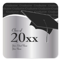 Customizable Silver and Black Graduation Sticker