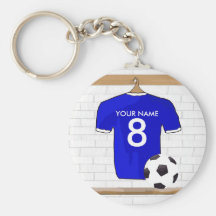 Customizable Soccer Jersey (blue) Keychain