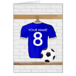 Customizable Soccer Shirt (blue) Birthday card